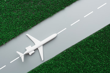 Airplane on takeoff runway