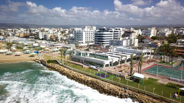 NAHARIYA, ISRAEL-MARCH 9, 2018: Aerial view to the city of Nahariya, Israel.
