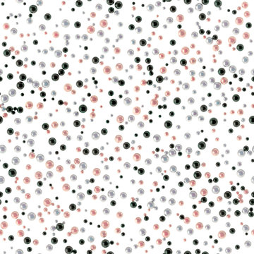 Seamless pattern in the form of placers of white, pink, black pearls of different sizes. Elegant background. Illustration.