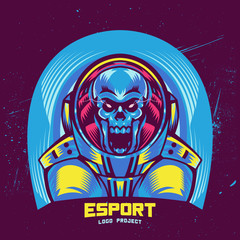 Dead astronaut in spacesuit. Esport Logo element
