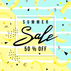 Naklejka premium Summer Sale Banner Template Background with stripe. Vector Illustration