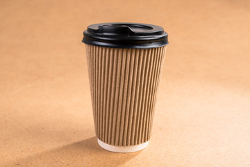 coffee and cappuccino in a paper corrugated cup