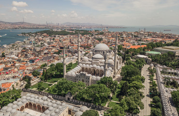 Fototapeta na wymiar Aerial view of Suleymaniye Mosque in Istanbul