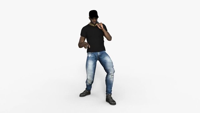 3D Model, The Man Is Rapping , Loop, Animation, Transparent Background