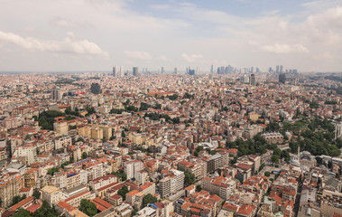 Aerial view of Istanbul city. Skyscrapers on background