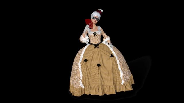 a lady of the eighteenth century waving a fan, Animation, Alpha Channel