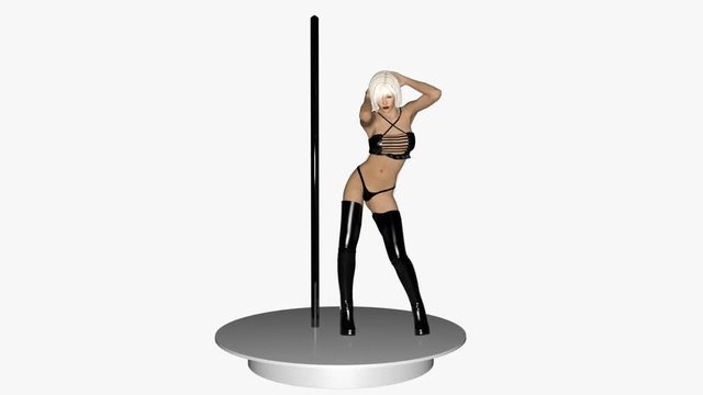 3d model dancing at the pole, animation transparent background