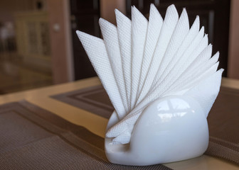 White papers napkins on table