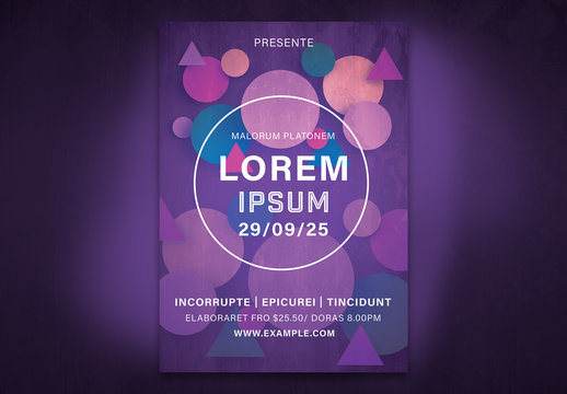 Event Poster Layout with Colorful Geometric Shapes