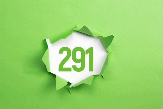 gruene Nummer 291 auf gruenem Papier