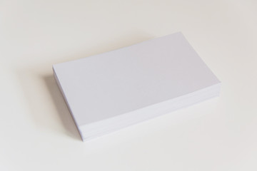 Stack of blank white business cards. Mockup business cards on white background with clipping path