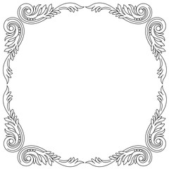 Vintage border frame engraving with retro ornament pattern in antique baroque style decorative design. Vector