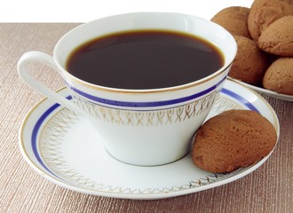 hot coffee and brown cookies