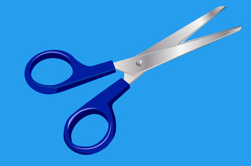 scissors on blue background