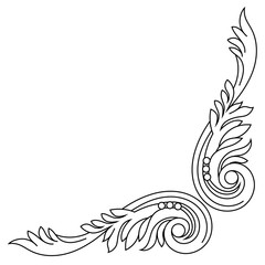 Vintage baroque ornament, corner. Retro pattern antique style acanthus. Decorative design element filigree calligraphy vector. - stock vector