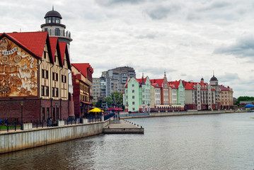 Naklejka premium Kaliningrad, Russia - June 21, 2010: Buildings in the old style, Koenigsberg. So-called Fishers Village