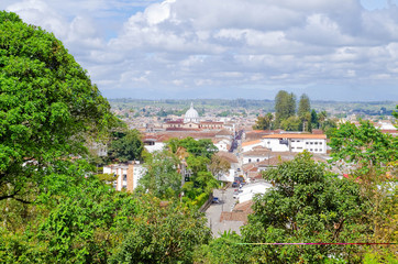 Fototapeta na wymiar Outdoor view of the city of Popayan, located in the center of the department of Cauca, view from the Morro