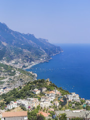 Fototapeta na wymiar Scenery with mountains and Tyrrhenian sea in Ravello village, Amalfi coast, Italy