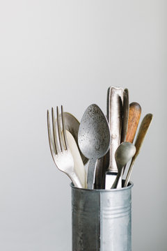 Vintage tableware in tin