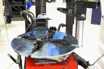 Equipment for car service - new tire machine for repair (Assembly and disassembly) of automobile wheels closeup