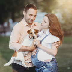 Outdoor portrait of happy family