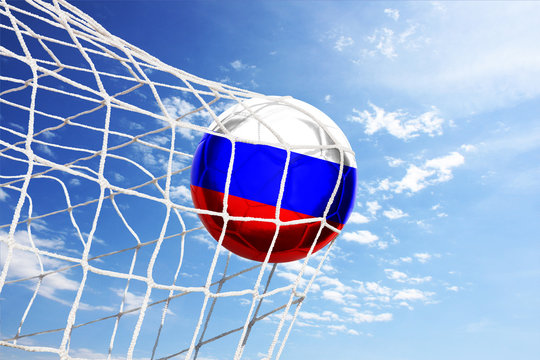 Fussball mit russischer Flagge