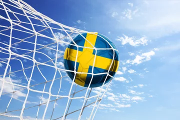 Cercles muraux Foot Football avec le drapeau suédois