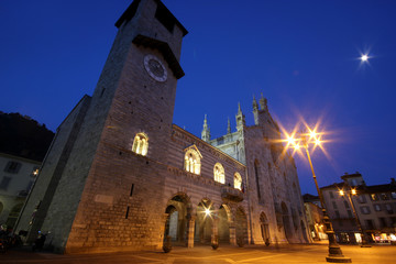 a beautiful picture of the Church of San Fedele, at dusk, Como, Italy