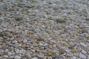Texture of stones in water.