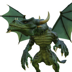 Obraz premium zielony smok na białym tle