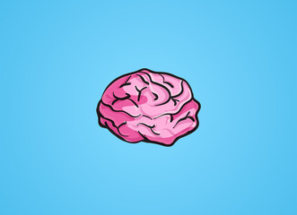 Hand drawing vector of a brain with blue background, health, fun and idea concept illustration