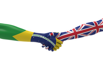 Brazilian and UK Handshake Bilateral talks 3D render 