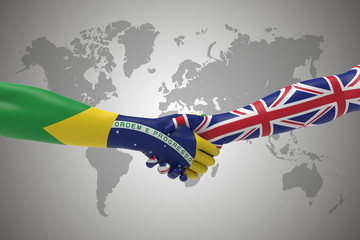 Brazilian and UK Handshake Bilateral talks 3D render 