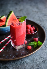 Refreshing watermelon and raspberry smoothie