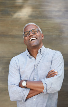 Closeup portrait of African American Senior man laughing