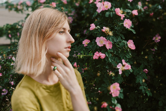 Portrait of beautiful blonde female