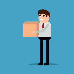 Businessman is carrying a box