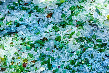 Shards of broken glass bottles