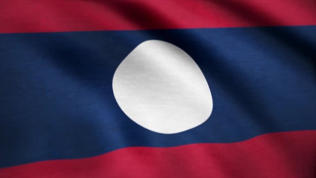 Laos flag waving at wind. Flag of Laos animation