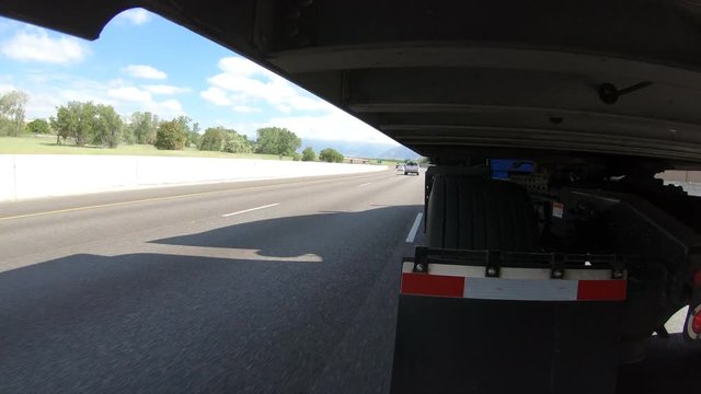 Semi-Truck Trailer View - Highway Driving