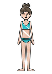 beautiful woman with swimsuit avatar character vector illustration design