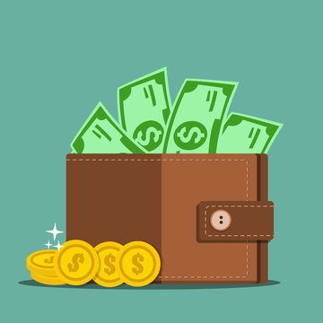 Wallet with money - Vector illustration.