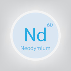 Neodymium Nd chemical element icon- vector illustration