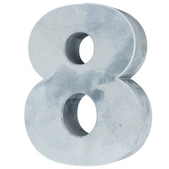 Concrete Numbers isolated on white background (Number 8). 3D render Illustration