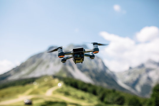 Drone flying on the beautiful landscape