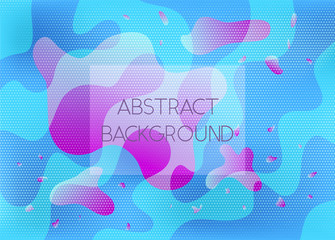 Blue and pink dotted halftone background with abstract shapes. Modern wallpaper with gradient blobs for ui design, web, apps wallpaper, banner