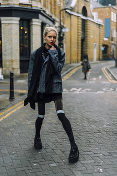 Young Beautiful Model Posing on the Streets of London