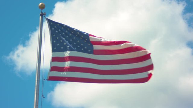 Slow-motion footage of an American Flag blowing in the breeze.  Shot on a Blackmagic Ursa Mini Pro 4.6k with a Canon FD 70-210mm f/4.
