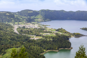 Lake of Sete Cidades on Sao Miguel island, Azores, Portugal