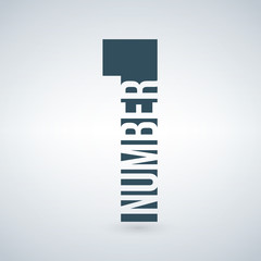 Blue number one logo template, vector illustrations isolated on white background.